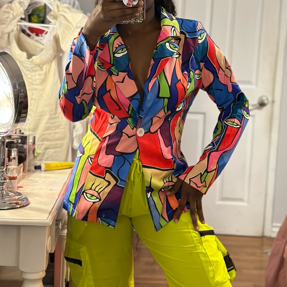 Printed Multi Color Blazer - Picture 2 of 10